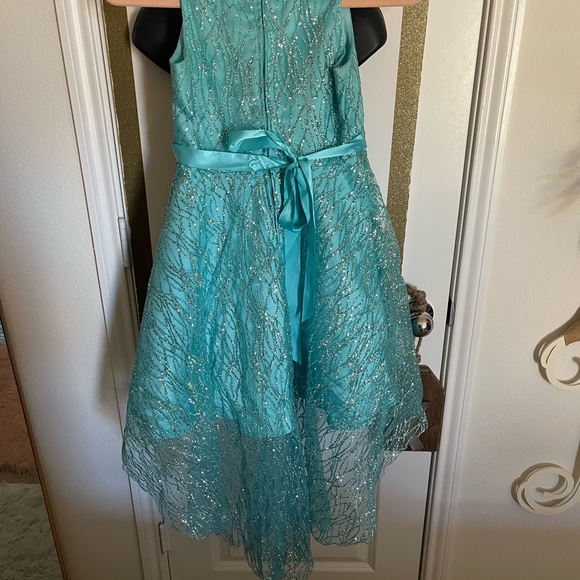 Girl’s Blue Shimmer Dress with Mermaid style bottom - Picture 2 of 3
